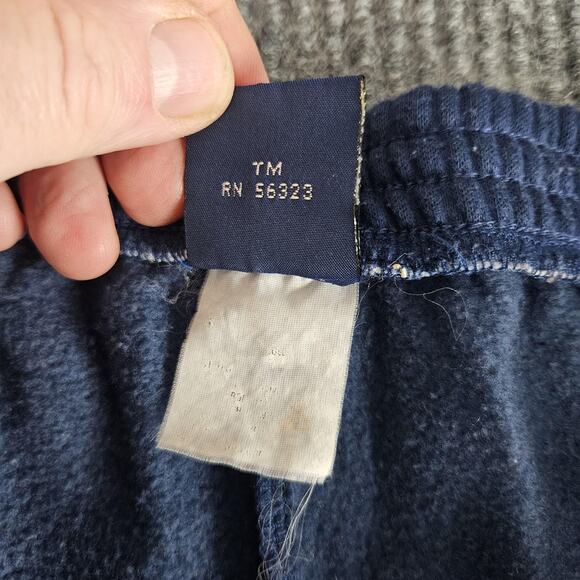 Vintage Nike Pants Mens MEDIUM Navy Fleece Track Sweatpants Zip Hem 90s - Picture 16 of 16